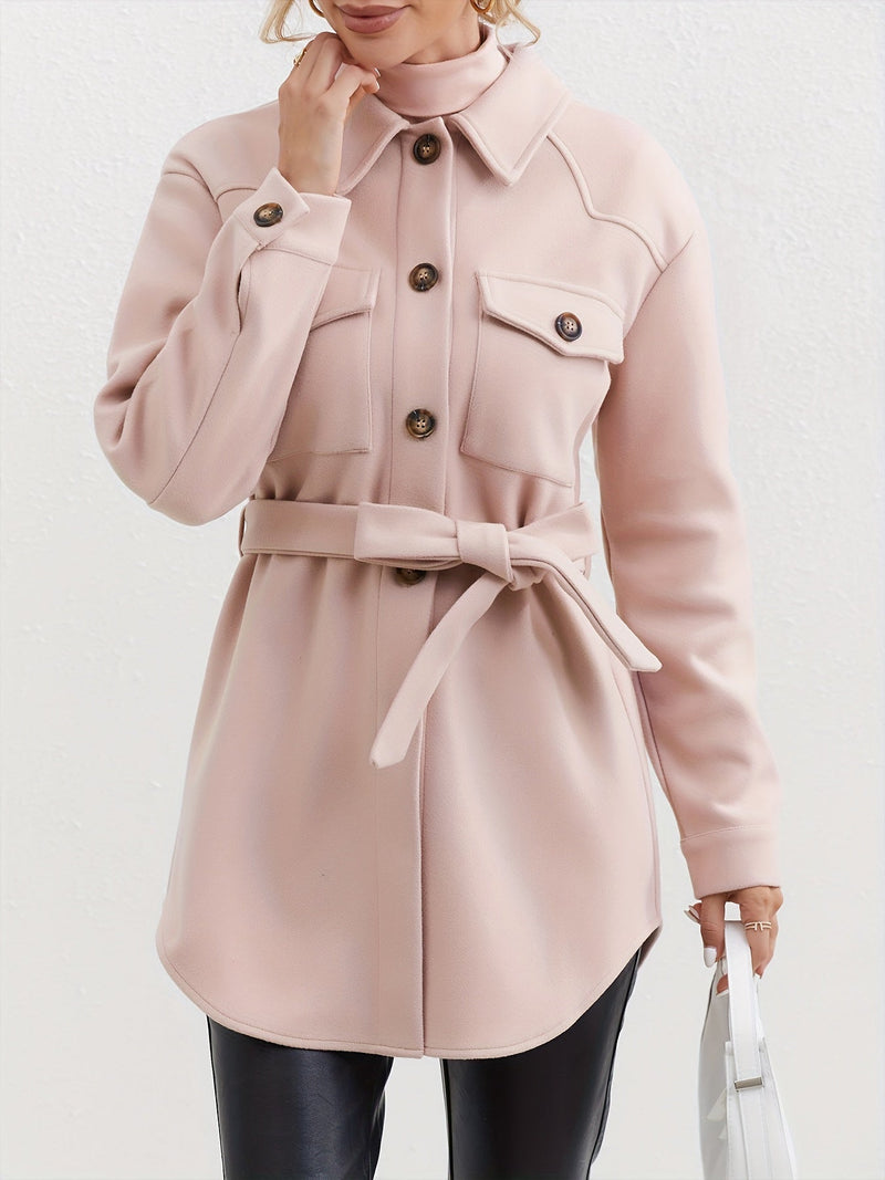 Manteau Élégant pour Femmes avec Ceinture et Détails Raffinés – Idéal pour l’Hiver