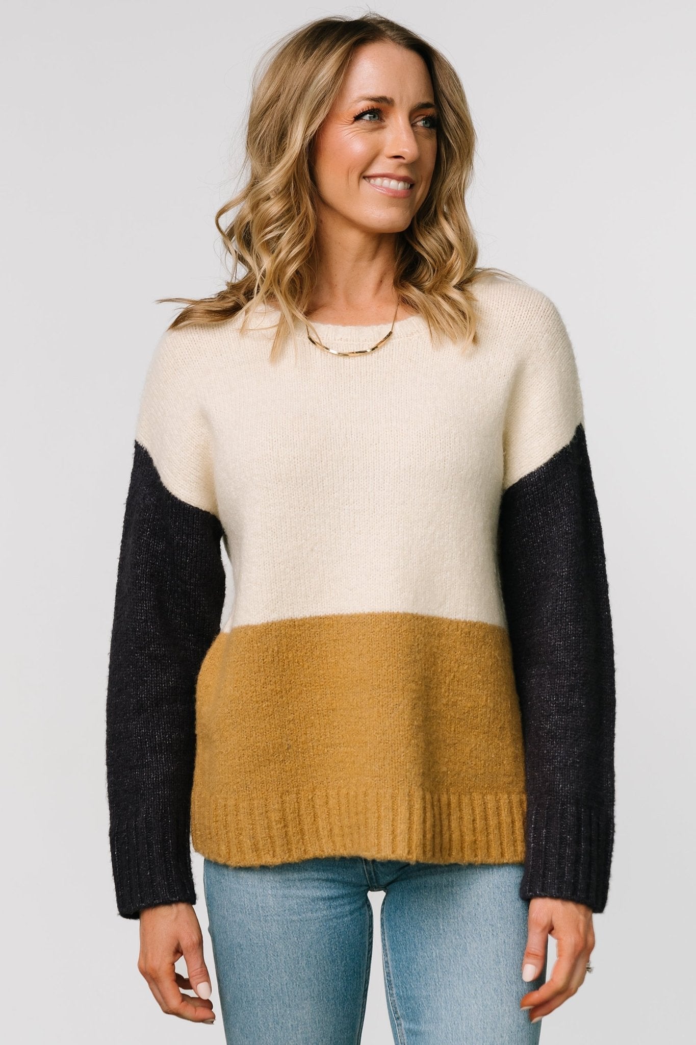 Pull Colorblock en Tons Naturels - Élégant et Confortable