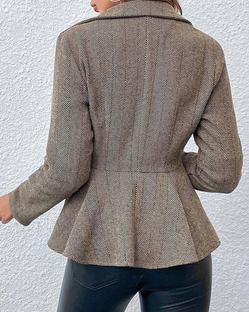 Blazer Cintré avec Boutons et Ourlet Volanté pour Femmes