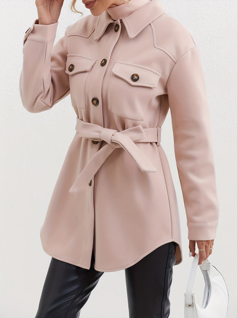 Manteau Élégant pour Femmes avec Ceinture et Détails Raffinés – Idéal pour l’Hiver