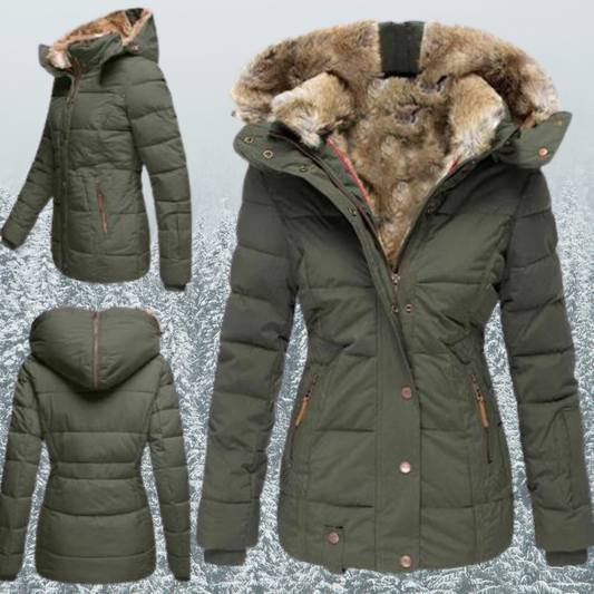 Manteau d’Hiver Élégant pour Femme avec Capuche Moderne