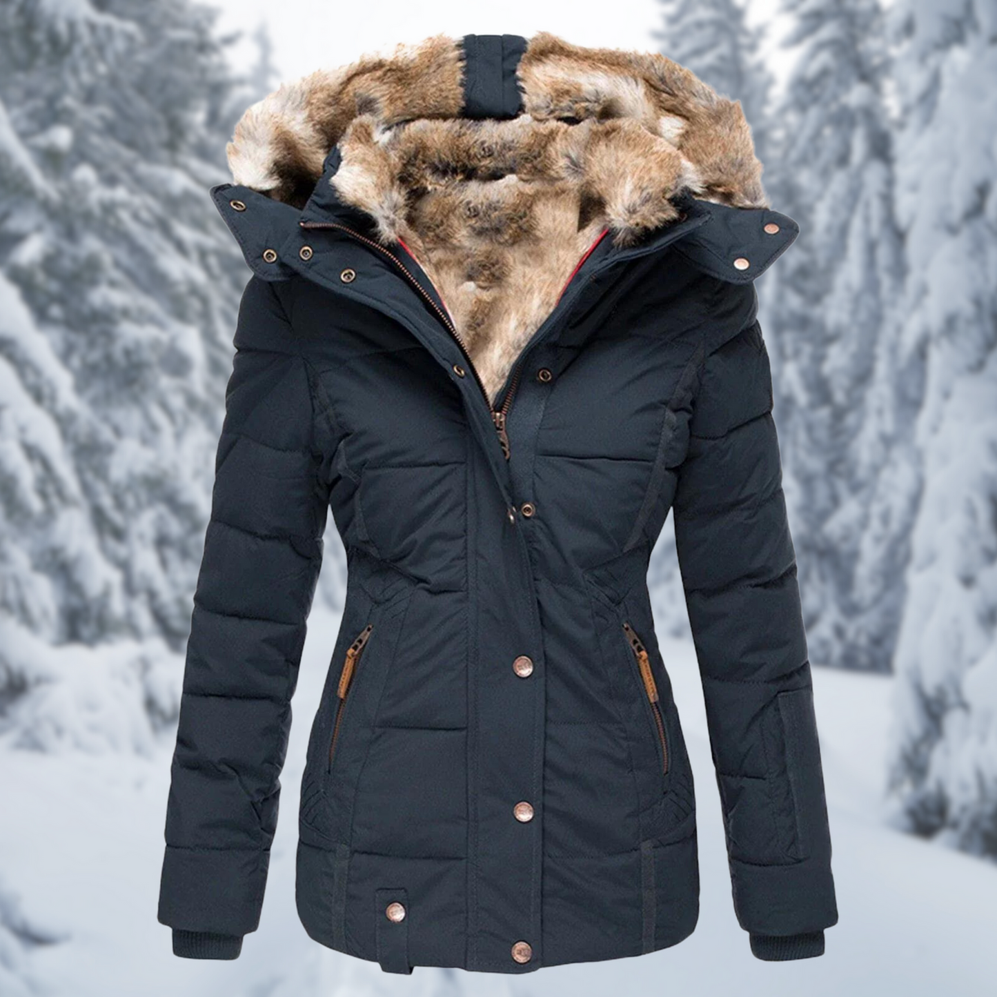 Manteau d’Hiver Élégant pour Femme avec Capuche Moderne