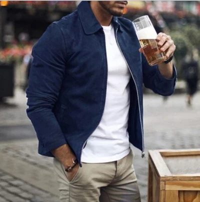 Veste Moderne pour Homme avec Col Rabattu et Fermeture Éclair – Pour Un Style Élégant